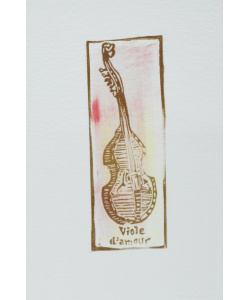Postkarte Linoldruck Viole d'amour