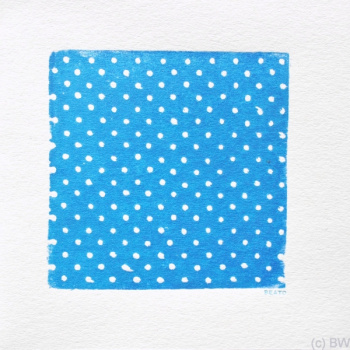 Linoldruck Karte Blau Punkt