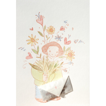 letterpresskarte Blumengruss mit Blumensamen