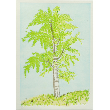 Letterpress Karte Birke