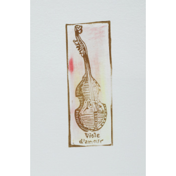 Postkarte Linoldruck Viole d'amour
